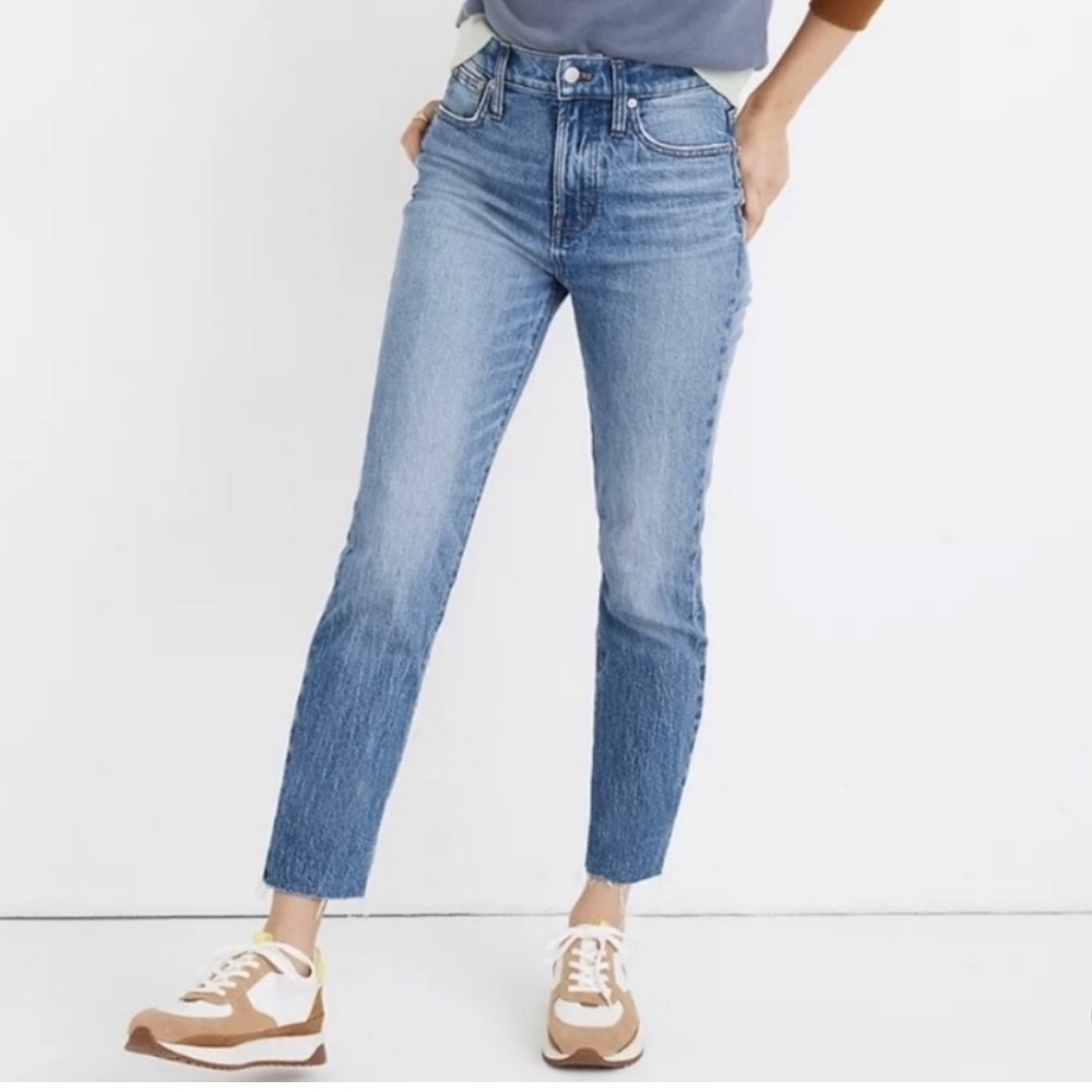 Madewell The Perfect Vintage Jean Light Blue Wash Raw Hem Straight-Leg Jean 25 P - Picture 3 of 14